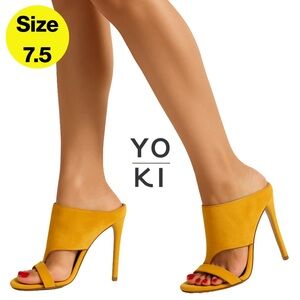 2/for $20 🪩 YOKI Mustard Open-Toe Slip-On Suede Heels 🌟 (Women’s 7.5)